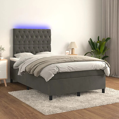 vidaXL Sommier à lattes de lit matelas et LED Gris foncé 120x200 cm