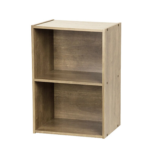 Iris Ohyama,Meuble/Étagère de rangement modulable, 2 compartiments - Basic Storage Shelf CX-2 - Bois, Brun cendré, L41.5 x P29 x H59.5 cm