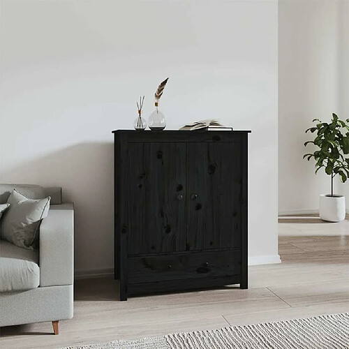 Maison Chic Buffet,Meuble de Rangement,commode pour salon,Cuisine Noir 83x41,5x100 cm Bois massif de pin -MN96706