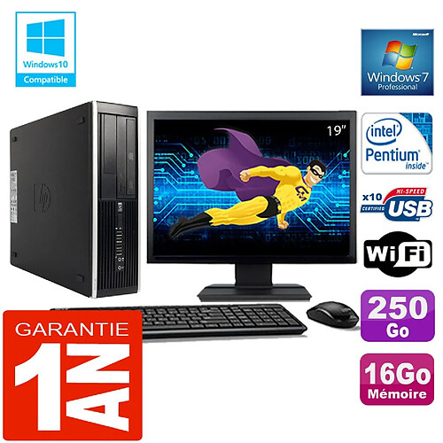 PC HP Compaq 8300 SFF Intel G850 Ram 16Go Disque 250 Go Wifi W7 Ecran 19" · Occasion