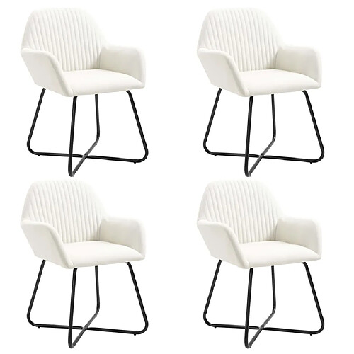 vidaXL Chaises à manger lot de 4 crème tissu