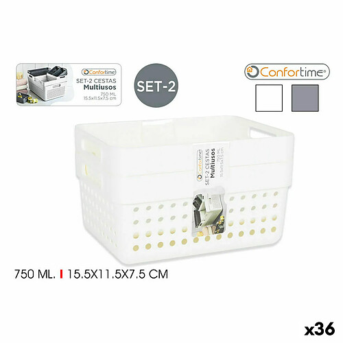 Panier Multi-usages Confortime 144943 15,5 x 11,5 x 7,5 cm (2 Pièces) (36 Unités) (15,5 x 11,5 x 7,5 cm)