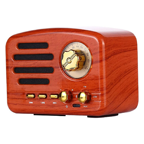 Yonis Mini Enceinte Bluetooth LED USB FM Retro