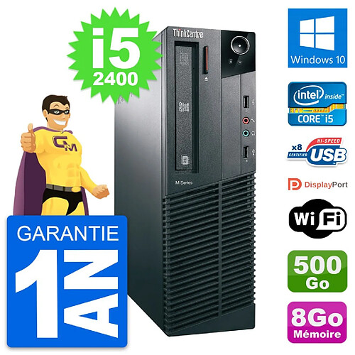 PC Lenovo ThinkCentre M82 SFF Intel i5-2400 RAM 8Go Disque 500Go Windows 10 Wifi · Occasion