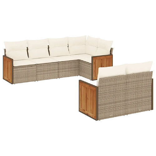 Maison Chic Salon de jardin avec coussins 7 pcs, Ensemble Tables et chaises de jardin, beige résine tressée -GKD920208