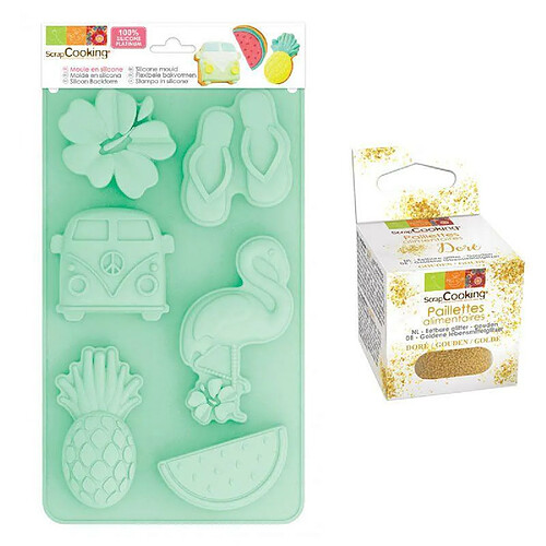 Scrapcooking Moule en silicone Summer + paillettes dorées