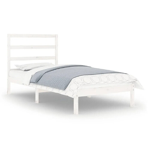 Maison Chic Lit Moderne Chambre - Cadre/structure de lit pour adulte Blanc Bois massif 90x190 cm Simple -MN24350