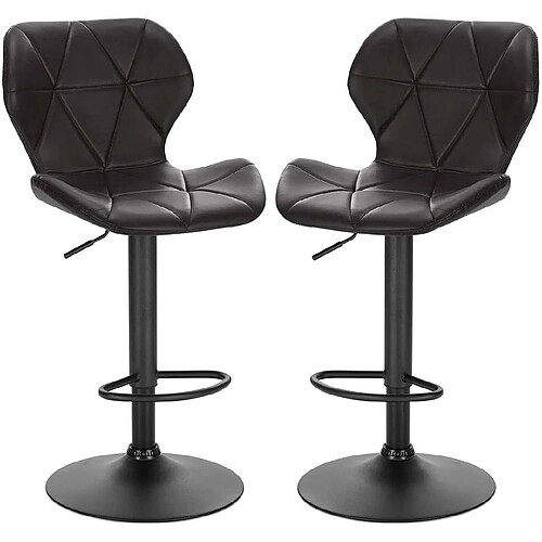 Helloshop26 Lot de 2 tabourets de bar synthétique anthracite 19_0000163