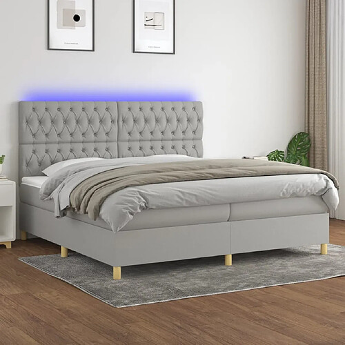 vidaXL Sommier à lattes de lit matelas et LED Gris clair 200x200 cm