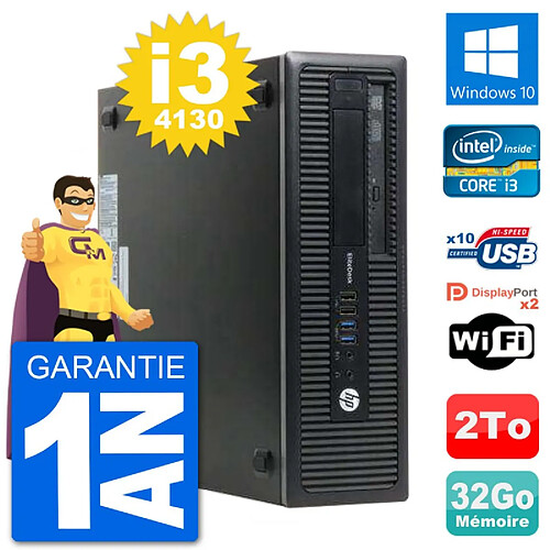 PC HP EliteDesk 800 G1 Core i3-4130 RAM 32Go Disque Dur 2To Windows 10 Wifi · Occasion