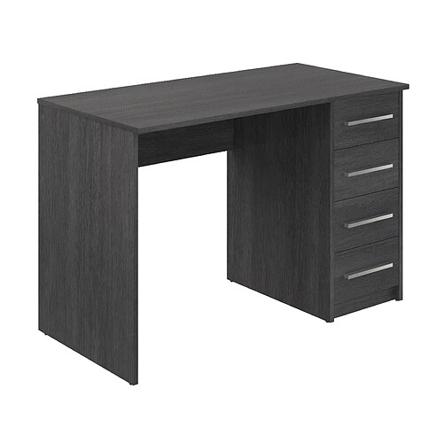 Pegane Bureau en mélamine coloris gris foncé avec 3 tiroirs  - Longueur 110 x profondeur 56 x Hauteur 73 cm 