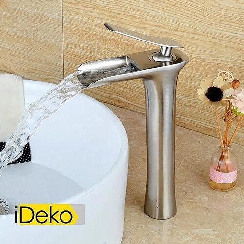 iDeko® Robinet Mitigeur lavabo cascade vasque salle de bain haut nickel bronzé