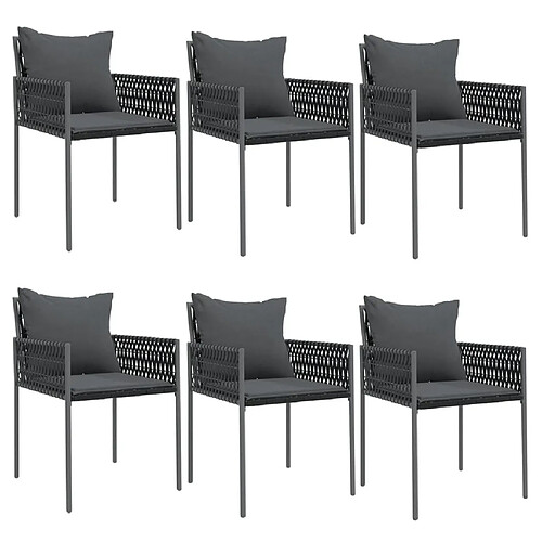 Maison Chic Lot de 6 Chaises de jardin,Fauteuil d'extérieur avec coussins noir 54x61x83 cm rotin -MN92834