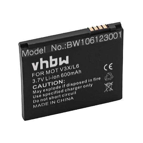 vhbw Batterie remplacement pour Motorola SNN5779B, SNN5779C pour smartphone (600mAh, 3,7V, Li-ion)