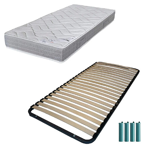 Ebac Matelas et sommier 90x190 Mousse - Maryland - Soutien ferme - Pratique sommier en kit