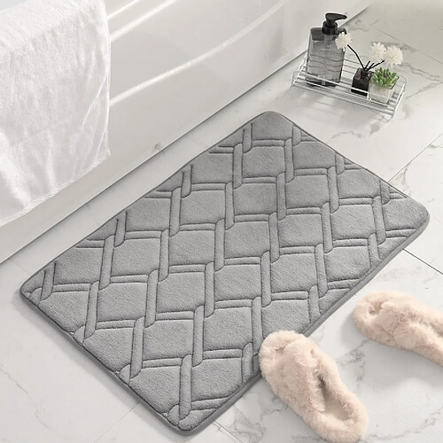 LUUCOZK Tapis de bain antidérapants, absorbants, à séchage rapide, décoration de salle de bain, gris clair-50 x 80cm