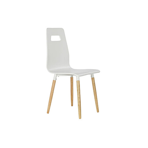 Chaise de Salle à Manger DKD Home Decor Bois Blanc Caoutchouc Marron Clair (43 x 50 x 88 cm)