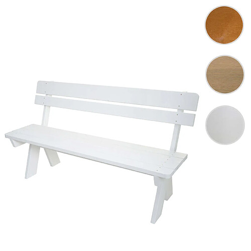 Mendler Banc de jardin HWC-L66, banc en bois Banc de parc, qualité gastronomique, bois massif 148cm ~ blanc