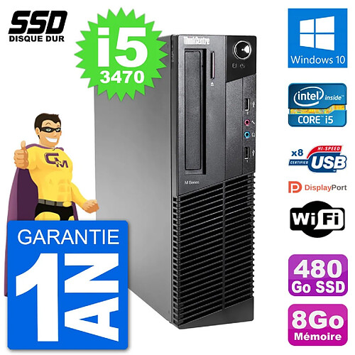 PC Lenovo ThinkCentre M92p SFF Intel i5-3470 RAM 8Go SSD 480Go Windows 10 Wifi · Occasion