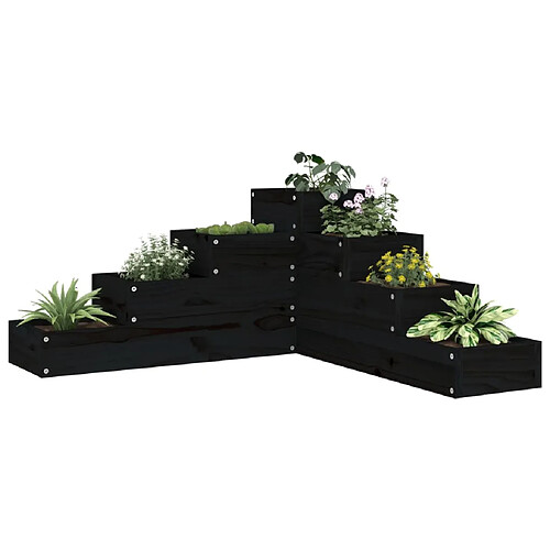 vidaXL Jardinière 4 niveaux 80,5x79x36 cm noir bois de pin massif