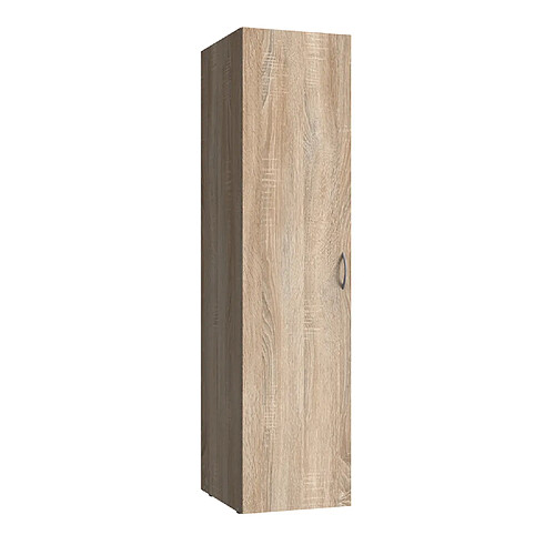 Pegane Armoire de rangement en bois mélamine coloris imitation chêne - longueur 40 x hauteur 185 x profondeur 54 cm