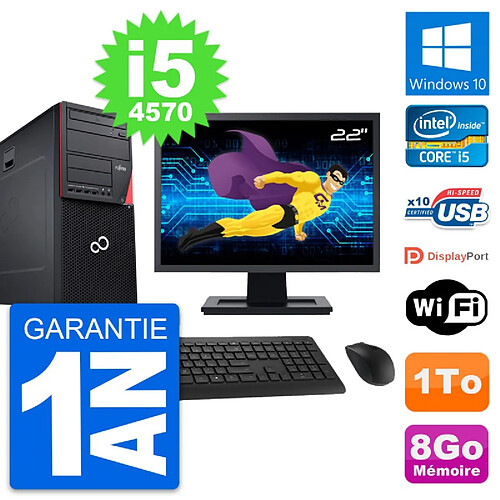 PC Tour Fujitsu P720 Ecran 22" Intel i5-4570 RAM 8Go Disque 1To Windows 10 Wifi · Occasion