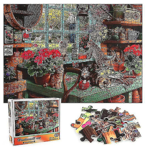 Universal 1000 pièces de chat sur le rebord de la fenêtre puzzle bricolage puzzle jouets assemblage image déco