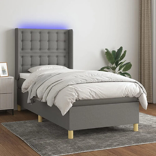 Sommier à lattes et matelas LED,Cadre à lattes de lit pour Adulte Gris foncé 80x200cm Tissu -MN83415