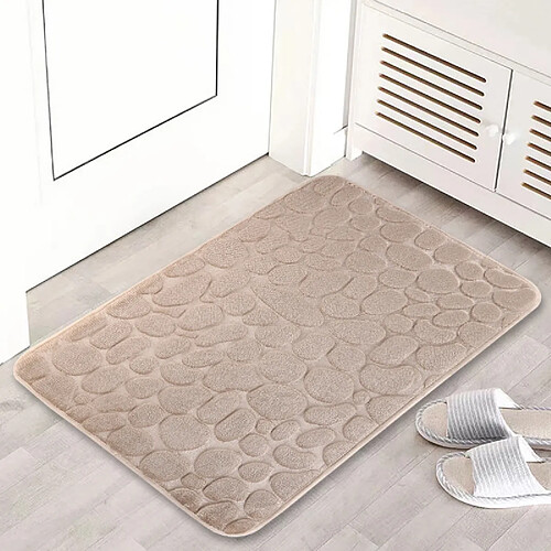 LUUCOZK Tapis de bain antidérapants absorbants à séchage rapide, tapis de décoration de salle de bain-beige-50x80cm