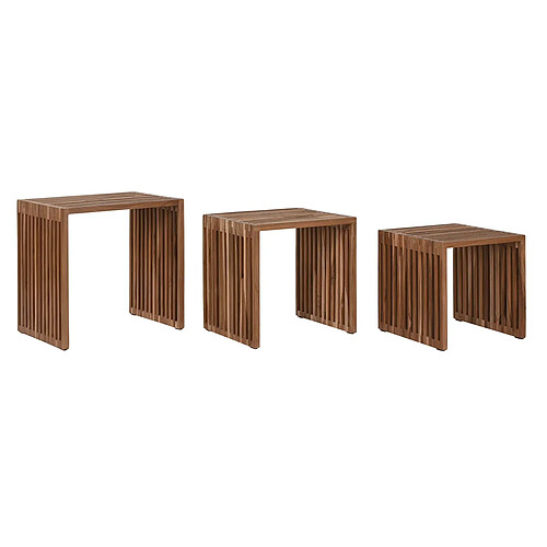 Pegane Lot de 3 tables d'appoints en bois de teck coloris naturel