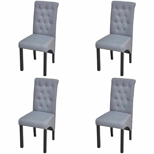 Maison Chic Lot de 4 Chaises à manger,Chaise pour cuisine gris clair tissu -MN84775