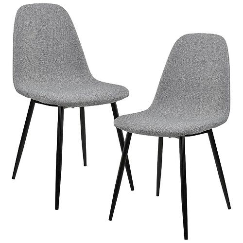 Helloshop26 Lot de 2 chaises de salle à manger sièges rembourrés pieds métalliques 86 cm gris 03_0005745