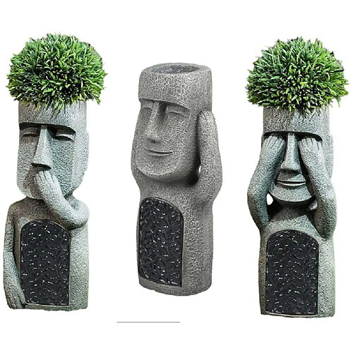 Hanah Home Jardinière Moai en polyrésine Lot de 3.