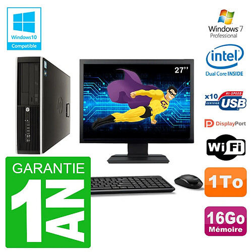 PC HP Compaq 8100 SFF Ecran 27" G6950 RAM 16Go Disque 1To Graveur DVD Wifi W7 · Occasion