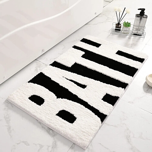 LUUCOZK Tapis de bain antidérapants absorbants à séchage rapide, tapis de décoration de salle de bain-BATH blanc-50 x 80cm