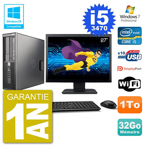 PC HP Z220 SFF Ecran 27" Core i5-3470 RAM 32Go Disque 1To Graveur DVD Wifi W7 · Occasion