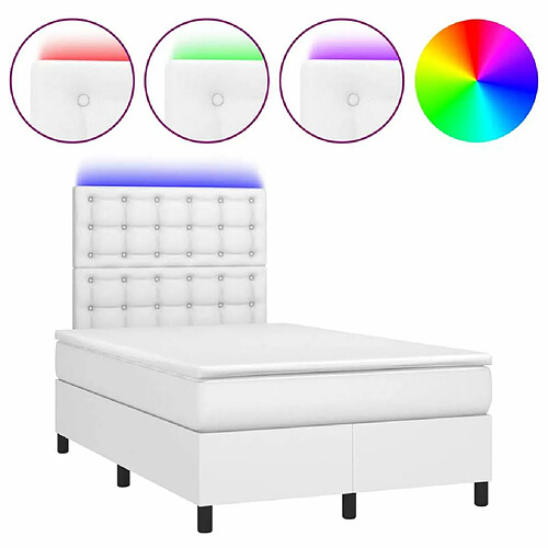 Maison Chic Lit adulte- Lit + matelas + LED,Sommier à lattes de lit matelas LED blanc 120x190 cm similicuir -GKD23763