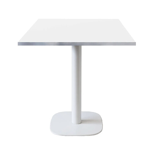 Restootab Table 70x70cm - modèle Round pied blanc blanc chants inox