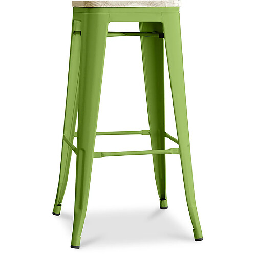 ICONIK INTERIOR Tabouret de Bar - Design Industriel - Acier & Bois - 76cm - Stylix Vert clair