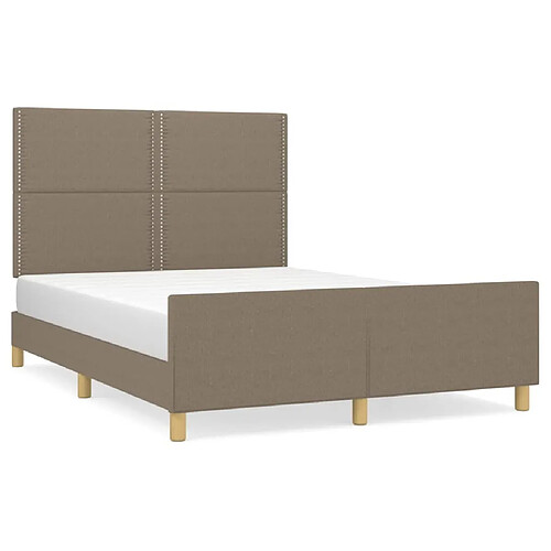 Maison Chic Cadre/structure de lit avec tête de lit pour adulte - Lit Moderne Chambre Taupe 140x190 cm Tissu -MN40479