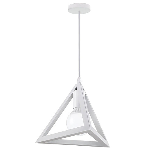 Stoex Lustre Suspension Métal Cage forme de Triangle Style Vintage Industrielle E27 pour Salon Chambre Cuisine,Blanc