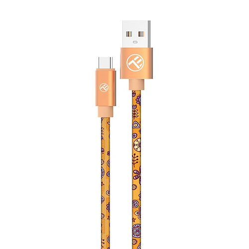 Câble Tellur Graffiti USB vers Type-C, 3A, 1m, orange