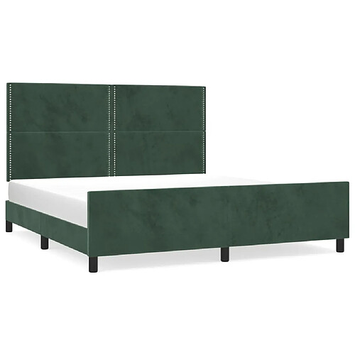 Maison Chic Cadre/structure de lit avec tête de lit pour adulte - Lit Moderne Chambre Vert foncé 180x200 cm Velours -MN44317