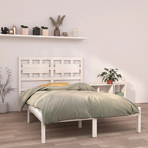 vidaXL Cadre de lit sans matelas blanc 140x190 cm bois massif