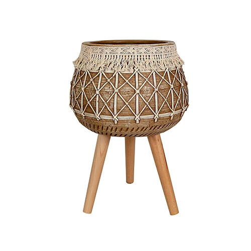 Cache-pot Romimex Beige Résine Avec franges 40 x 30 x 40 cm Pieds