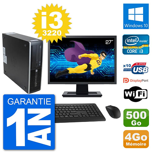 PC HP 8300 SFF Ecran 27" Intel i3-3220 RAM 4Go Disque 500Go Windows 10 Wifi · Occasion