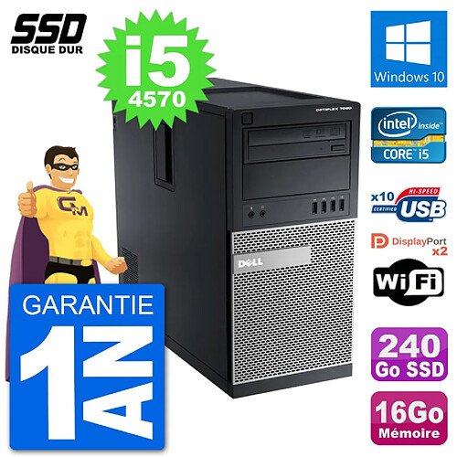 PC Tour Dell 7020 Intel Core i5-4570 RAM 16Go SSD 240Go Windows 10 Wifi · Occasion