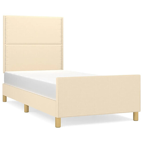 Maison Chic Cadre/structure de lit avec tête de lit pour adulte - Lit Moderne Chambre Crème 80x200 cm Tissu -MN65033