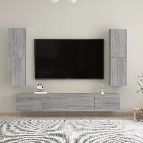 Maison Chic Lot de 2 Meubles TV muraux Banc TV suspendus pour salon Sonoma gris 30,5x30x110 cm -MN18899