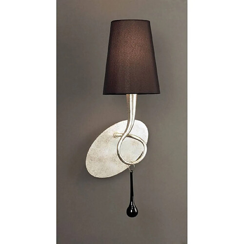 Luminaire Center Applique murale Paola avec interrupteur 1 Ampoule E14, argent peint avec Abat jour noir &amp; goutelettes en verre noir